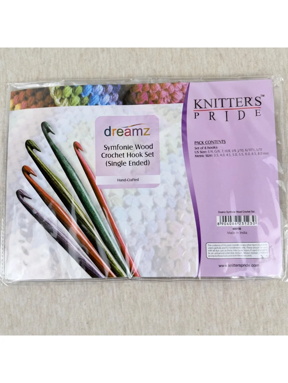 Knitter’s Pride Dreamz Symfonie Wood Crochet Hook Set 8pc New Sealed